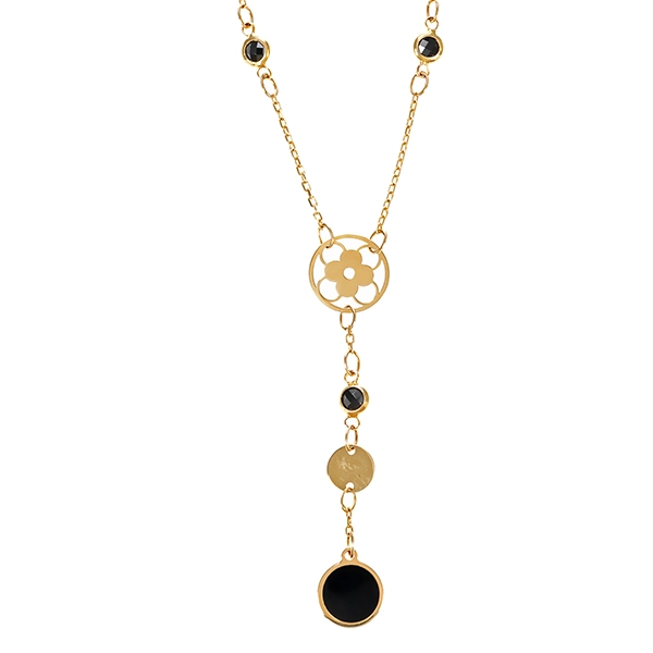 Collier, 14K, Gelbgold, Schmucksteine