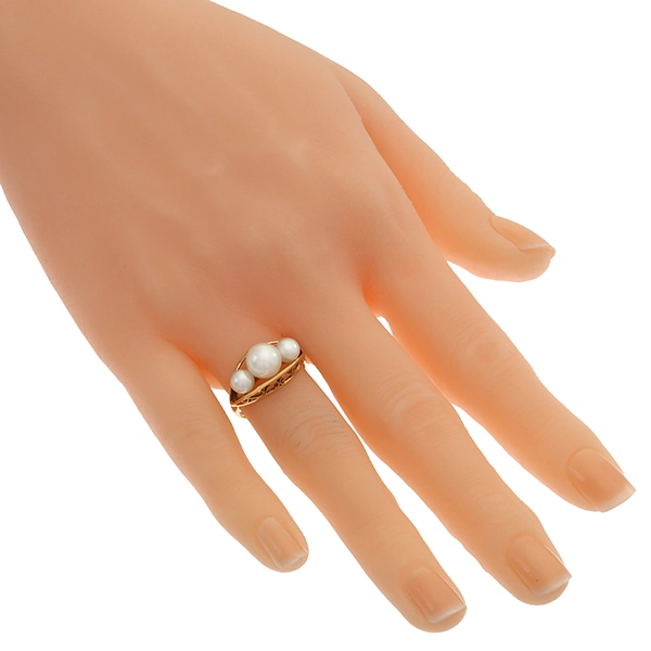 Ring, 18K, Gelbgold, Perlen