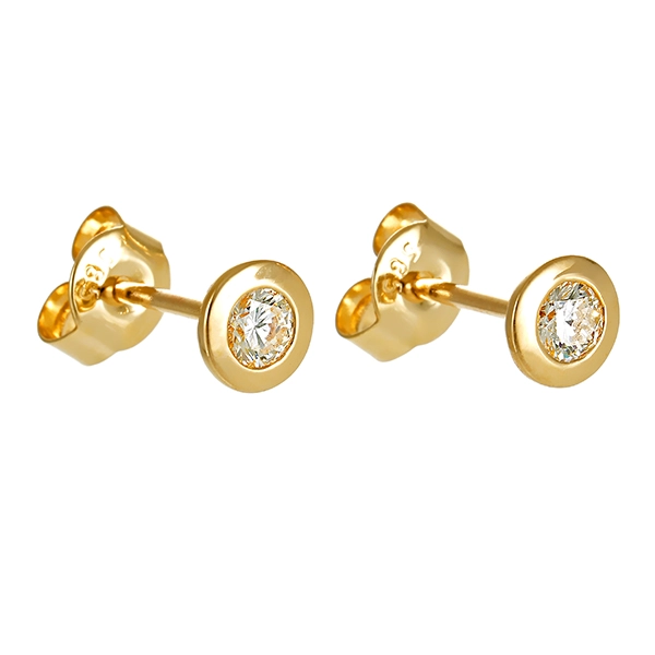 Ohrstecker, 14K, Gelbgold, Brillanten