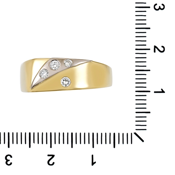 Herrenring, 18K, Gelb-/Weißgold, Brillanten