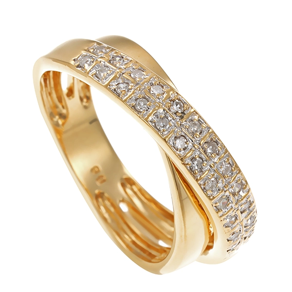Ring, 14K, Gelbgold, Diamanten
