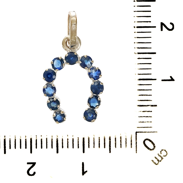 Anhänger, 14K, Weißgold, Saphir