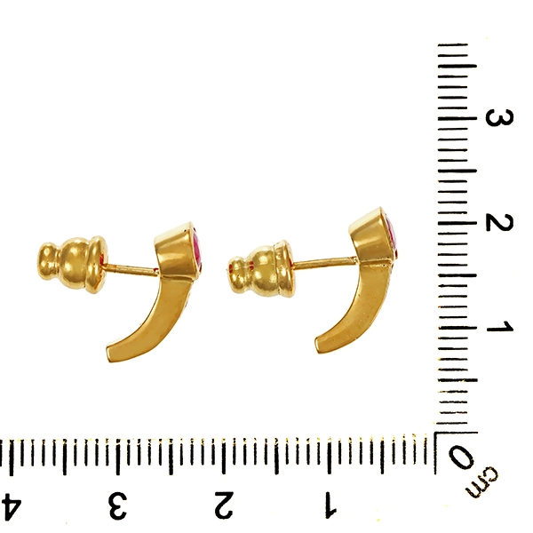Ohrstecker, 18K, Gelbgold, Brillant, Rubin