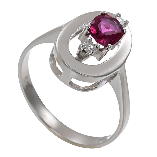 Ring, 14K, Weißgold, Rubin, Diamanten