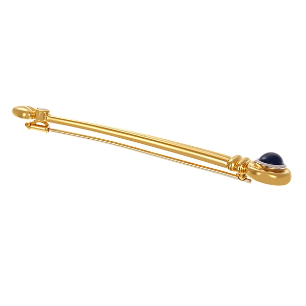 Brosche, 18K, Gelb-/Weißgold, Brillant, Saphir