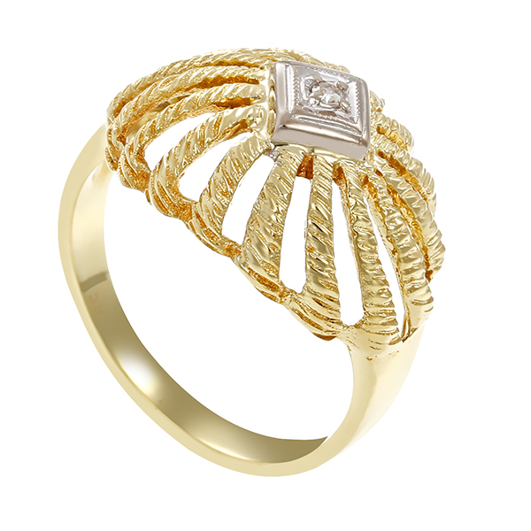 Ring, 14K, Gelb-/Weißgold, Diamant