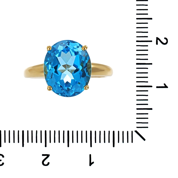Ring, 18K, Gelbgold, Topas blau behandelt