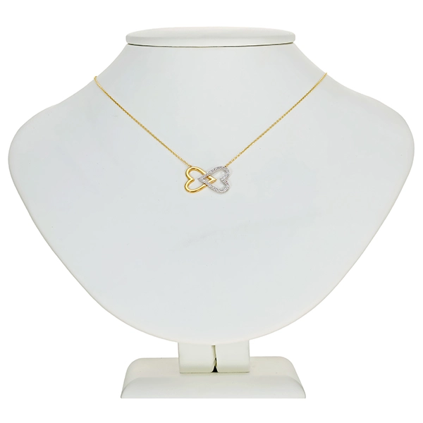 Collier, 14K, Gelb-/Weißgold, Zirkonia, Herzen