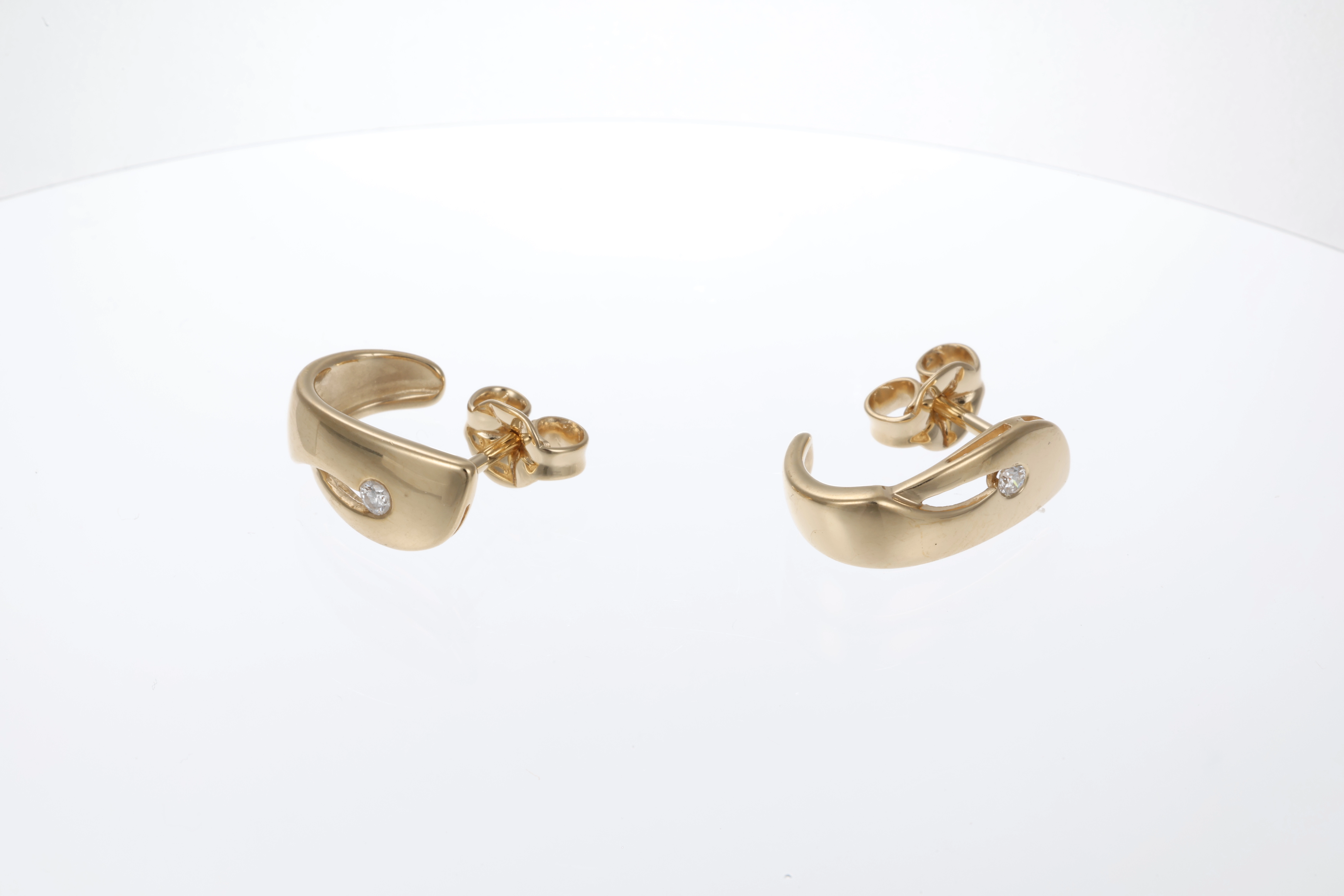 Steckcreolen, 14K, Gelbgold, Brillanten