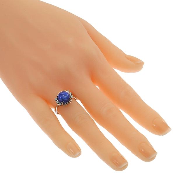 Ring, 14K, Weißgold, Lapis, Diamant