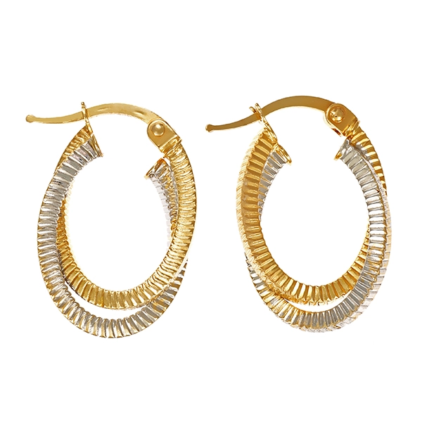 Ohrschmuck, 14K, Gelb-/Weißgold, Creolen