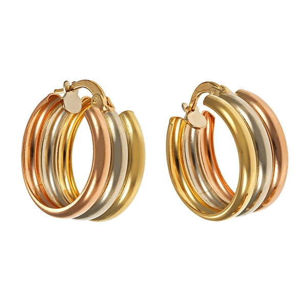 Creolen, 18K, Rot-/Weiß-/Gelbgold