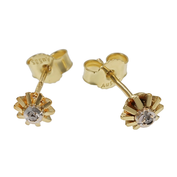 Ohrstecker, 14K, Gelb-/Weißgold, Diamanten