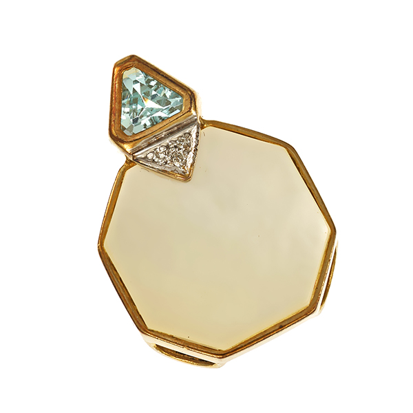 Anhänger, 8K, Perlmutt, Topas, Diamant