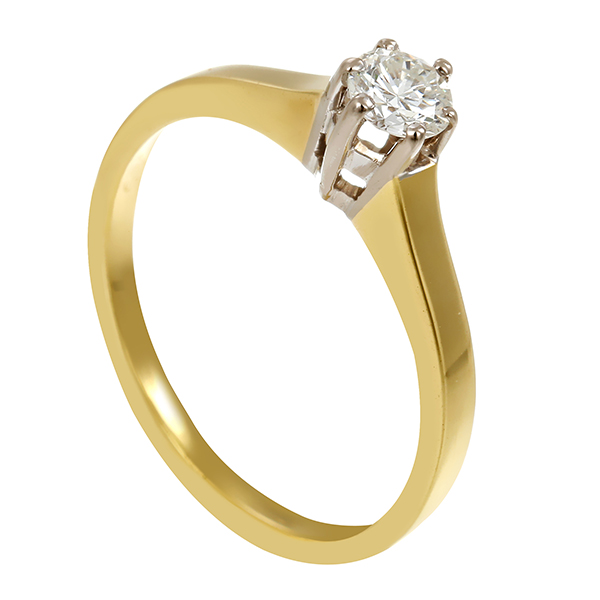 Diamantring, 14K, Gelb-/Weißgold, Brillant 0,21 ct