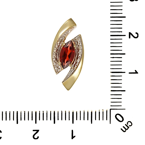 Anhänger, 8K, Gelb-/Weißgold, Granat