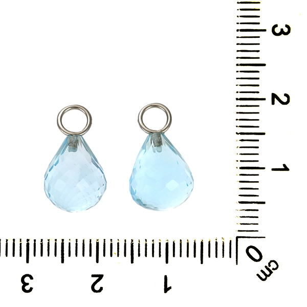 Einhänger, Creolen, 14K, Weißgold, Topas blau