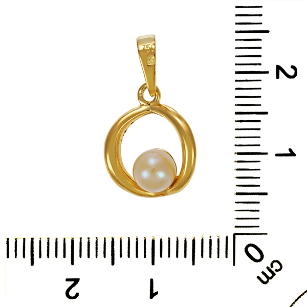 Anhänger, 18K, Gelbgold, Perle