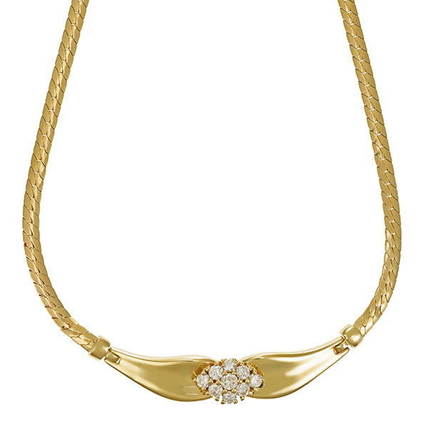 Collier, 14K, Gelbgold, Brillanten
