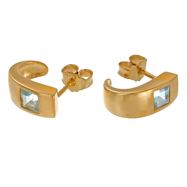 Ohrstecker, 8K, Gelbgold, Topas blau