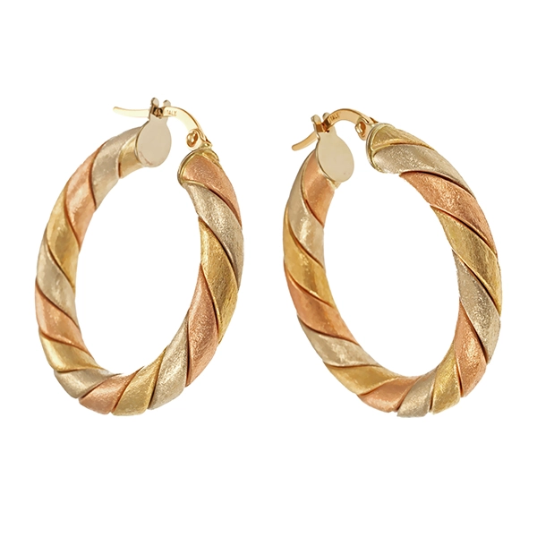 Creolen, 14K, Rot-/Weiß-/Gelbgold