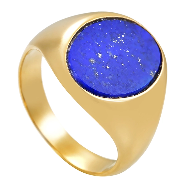 Herrenring, 14K, Gelbgold, Lapis