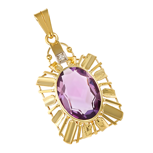 Anhänger, 14K, Gelbgold, Amethyst