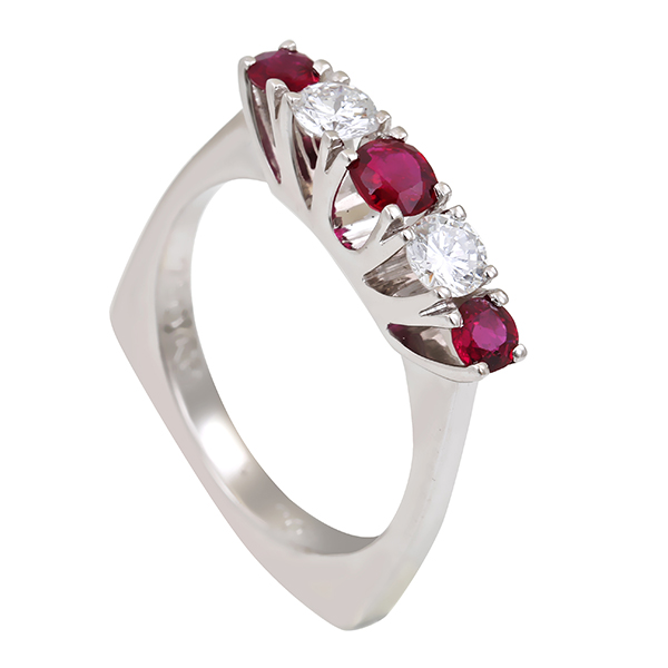 Ring, 18K, Weißgold, Rubin, Brillant