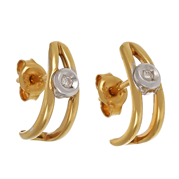 Ohrringe, 14K, Gelb-/Weißgold, Brillant