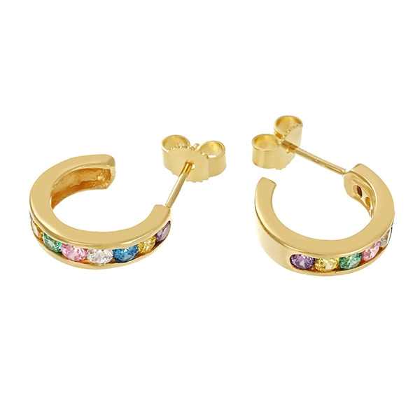 Steckcreolen, 14K, Gelbgold, Schmucksteine