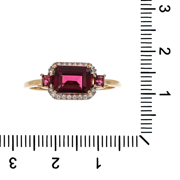 Ring, 9K, Gelbgold, Almandin, Zirkonia