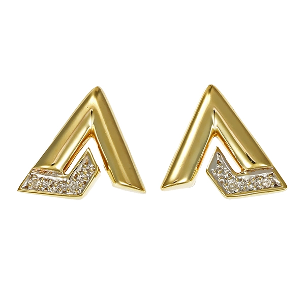 Ohrstecker, 9K, Gelb-/Weißgold, Diamanten