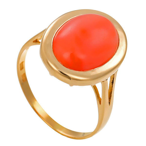 Ring, 14K, Gelbgold, Koralle