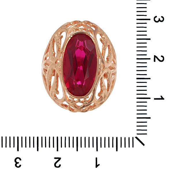 Ring, 14K, Rotgold, synthetischer Korund