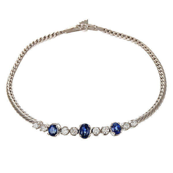 Armband, 18K, Weißgold, Brillanten 0,50 ct,  Saphire