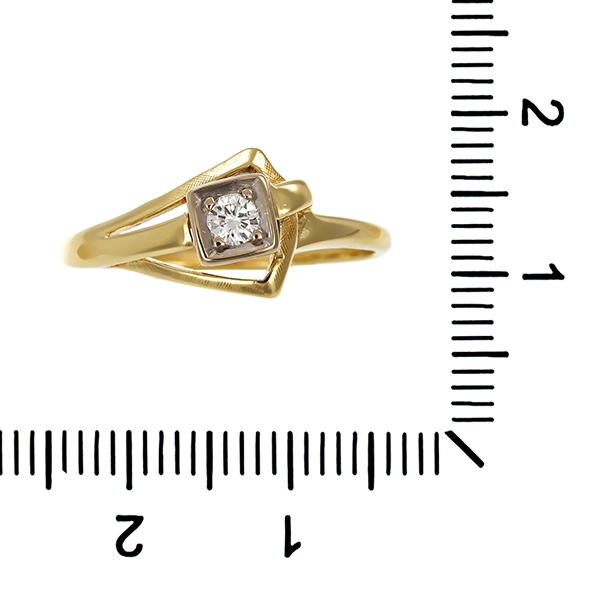 Brillantring, 14K, Gelb-/Weißgold, Brillant 0,10 ct