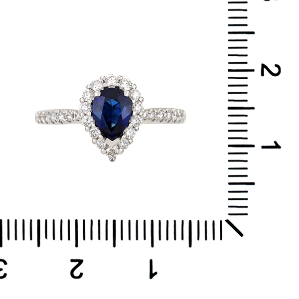 Ring, 18K, Weißgold, Saphir, Brillanten