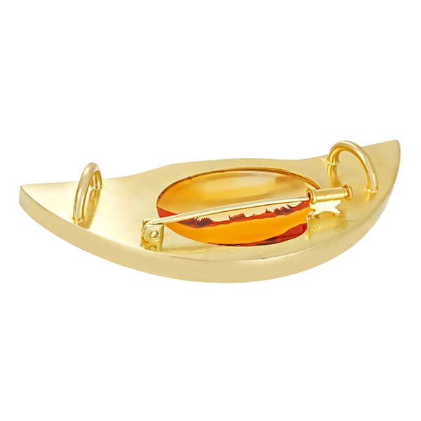 Anhänger broschiert, 14K, Gelbgold, Achat