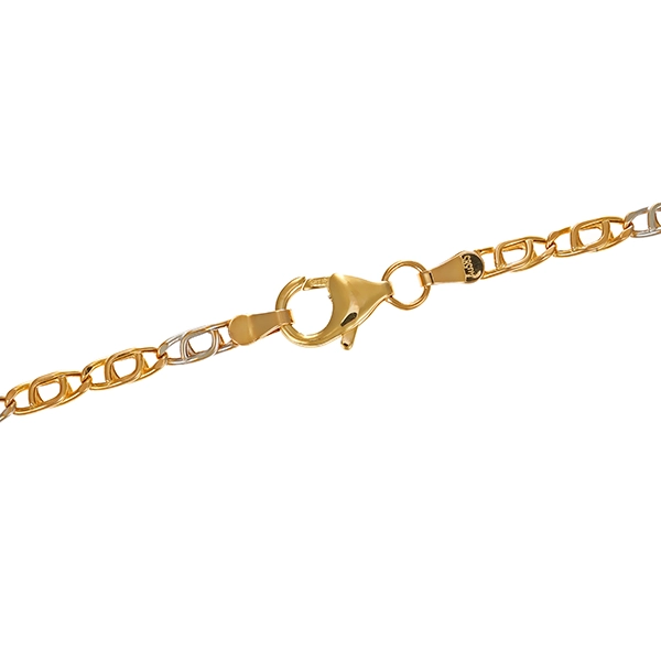 Collierkette, 14K, Gelb-/Weißgold, Pfauenauge-