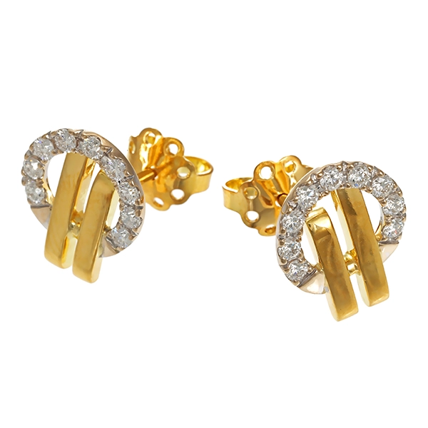 Ohrstecker, 18K, Gelb-/Weißgold, Brillanten