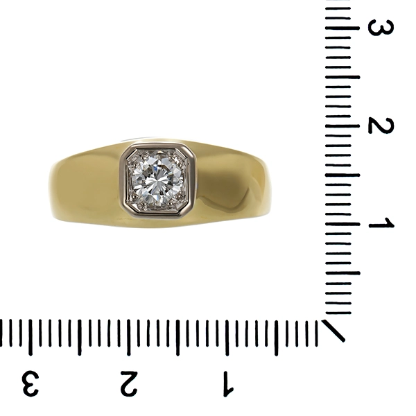 Herrenring, 14K, Gelb-/Weißgold, Brillant 0,50 ct