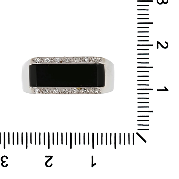 Ring, 8K, Weißgold, Onyx, Diamant