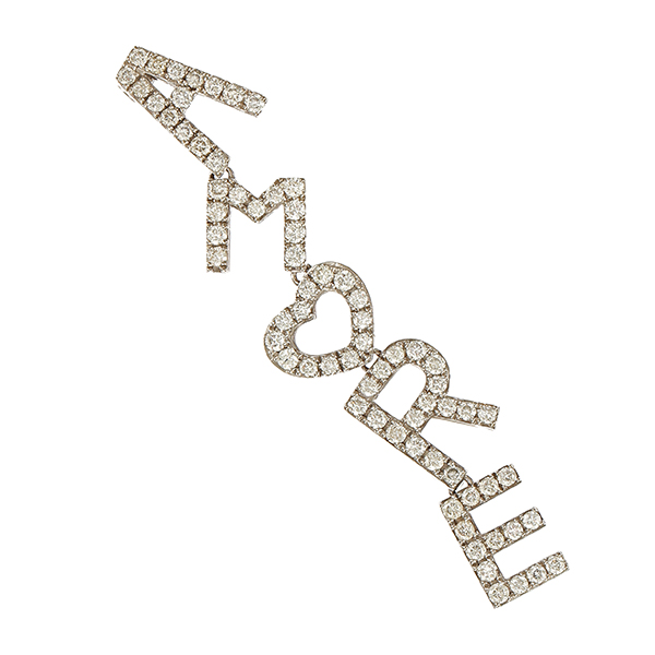 Anhänger, 14K, Weißgold, Brillanten 1,30 ct, Herz