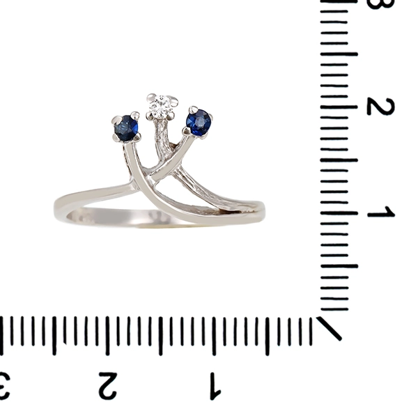 Ring, 14K, Weißgold, Brillant, Saphir
