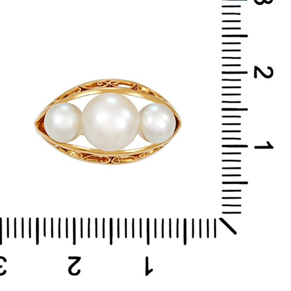 Ring, 18K, Gelbgold, Perlen