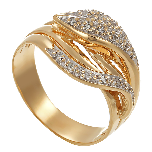 Diamantring, 14K, Gelb-/Weißgold, Diamanten, Schlange