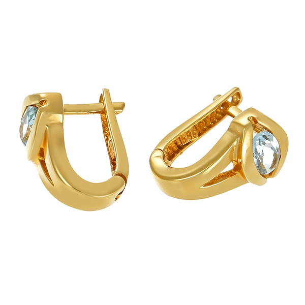 Ohrhänger, 14K, Gelbgold, Topas blau
