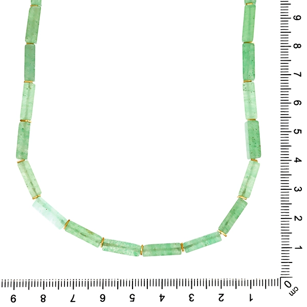Schmucksteinkette, 18K, Gelbgold, Nephrit