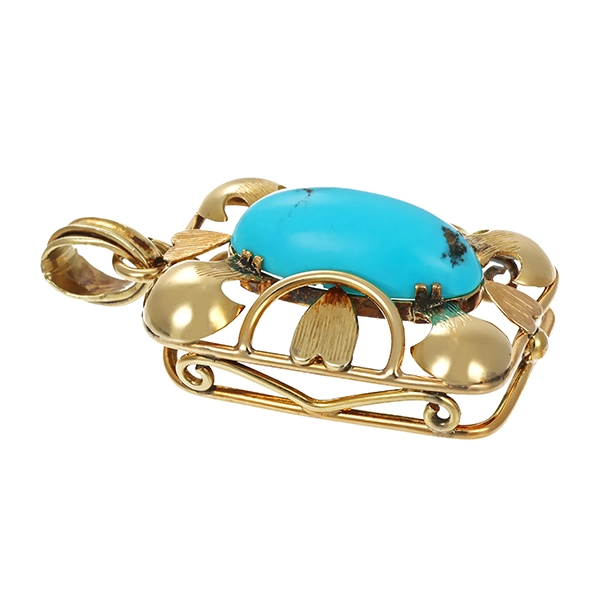 Anhänger, 14K, Gelbgold, Türkis