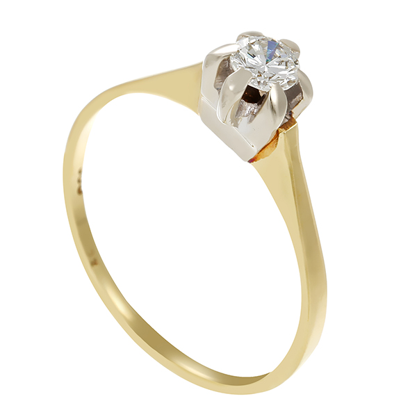 Diamantring, 14K, Gelb-/Weißgold, Brillant 0,23 ct